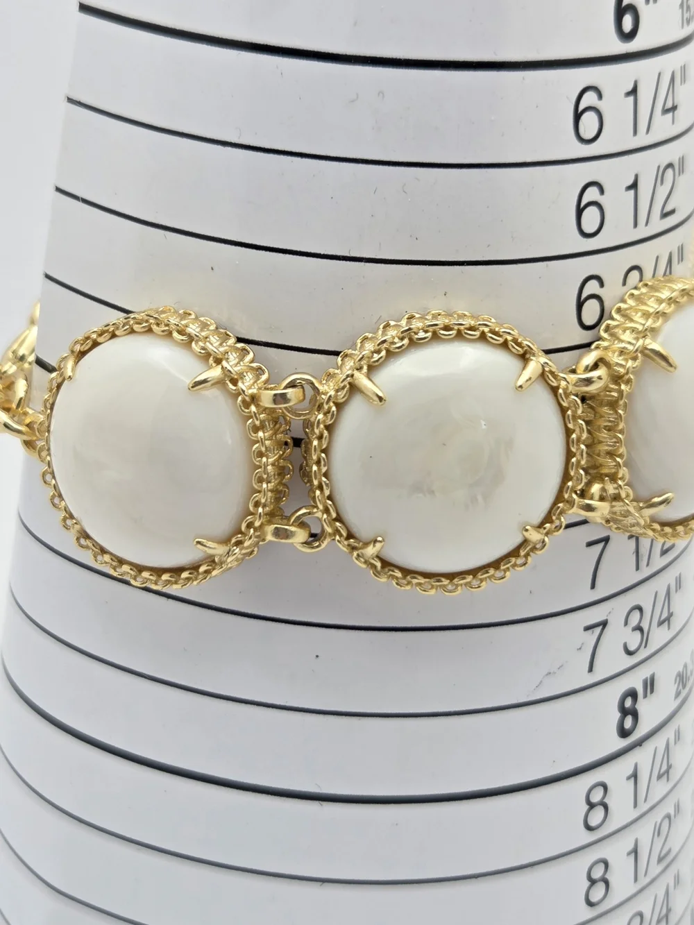 Kendra Scott Gold Tone White Banded Agate Link Bracelet